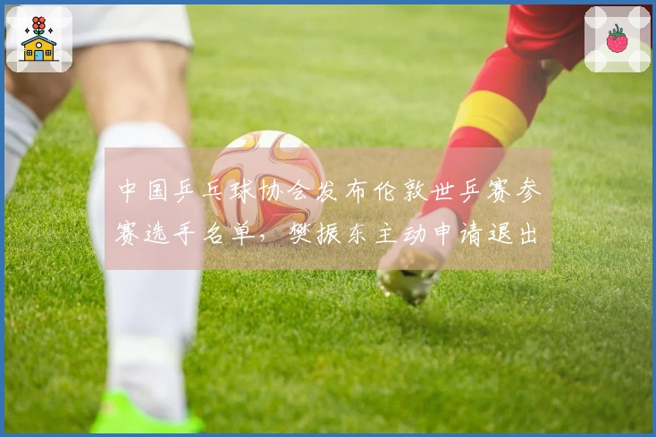 中国乒乓球协会发布伦敦世乒赛参赛选手名单，樊振东主动申请退出参赛